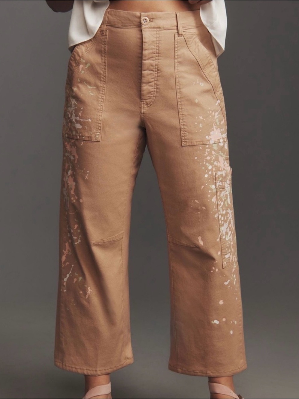 Pilcro Peach Painter-Splatter Wide Leg Pants - Picture 4 of 9